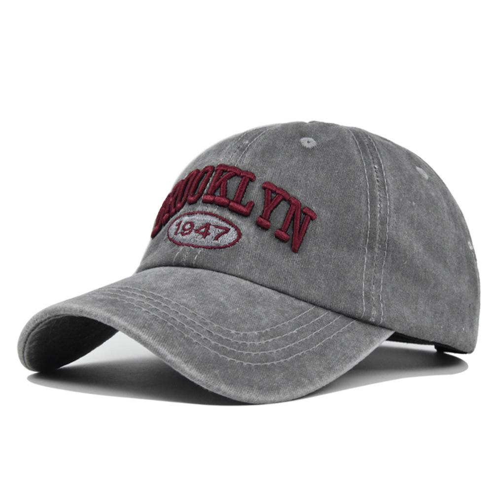 Brooklyn Embroidery Cross-Border Baseball Cap - Washed Sun Hat with Curved Brim
