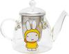 Koji Company Miffy Flight Teapot, 500ml, Heat-Resistant, Clear Glass with Tea Strainer, 407907