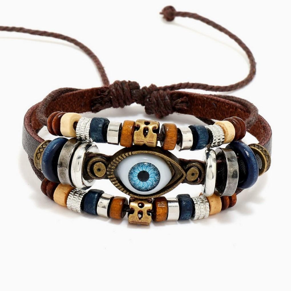 

Модний браслет із штучної шкіри, ювелірні вироби, очі, вінтажний стиль для чоловіків, жінок коричневий