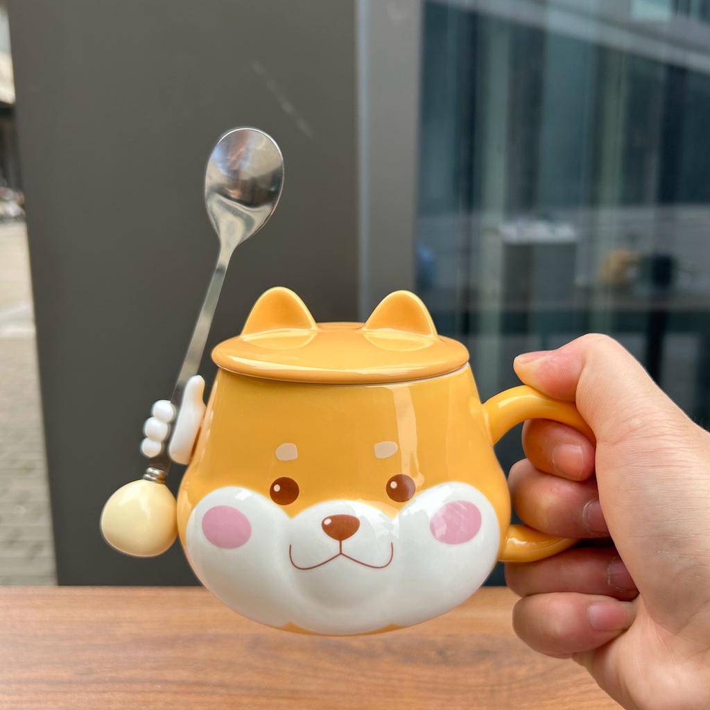 Suvenýrový hrnek Štěně Keramický hrnek s víčkem Lžička Narozeninový dárek Pro dívky Praktický Absolventská sezóna