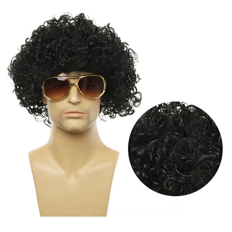 Men's 80s Disco Costume Accessories Set Women Hippie Costume Set Curly Wig Necklace Sunglasses for Disco Theme Party