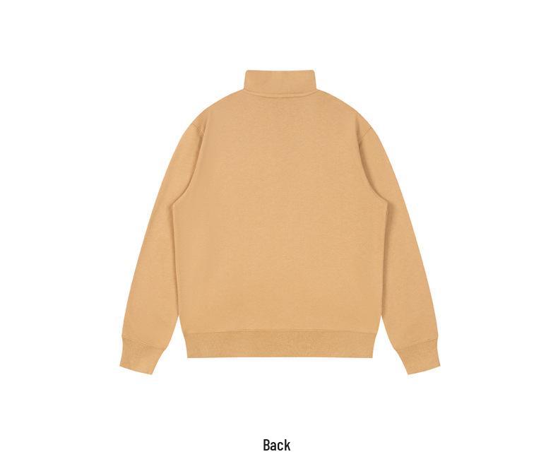 350g Heavyweight Stand Collar Half-Zip Hoodie for Outdoor Sports - Plain Color, High Quality, Spring & Autumn Wear
