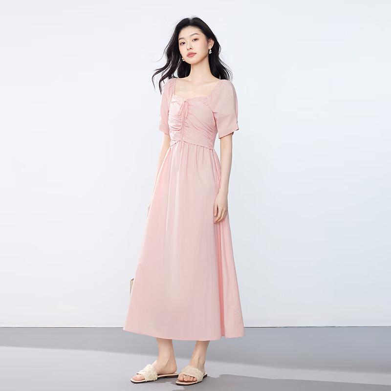 JOY SPEAKER Elegant Square Neck Backless Mid-length Dress