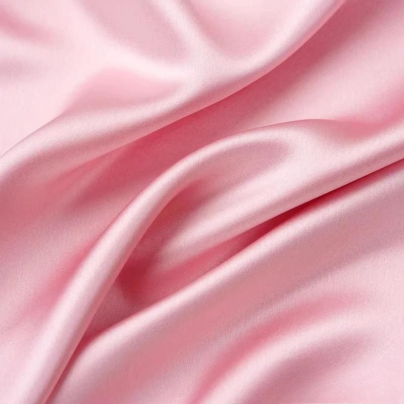 Wide 140cm Acetic Acid Satin Fabric Polyester Spandex Real Silk Fabric Lining Dress Clothing Pajamas Smooth and Silky Fabric