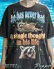 No Single Thought Raccoon Comfort Colors® Tshirt, Trash Panda Tees, Funny Meme Sweater, Word Art Tanktop, Y2K Aesthetic Screaming Art