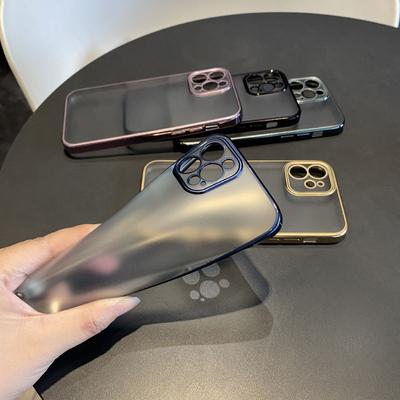 IPhone16ProMax Electroplated Frosted Mobile Phone Case Straight Edge 14 Suitable for Apple 15 Anti-fall Transparent Protective Case 13