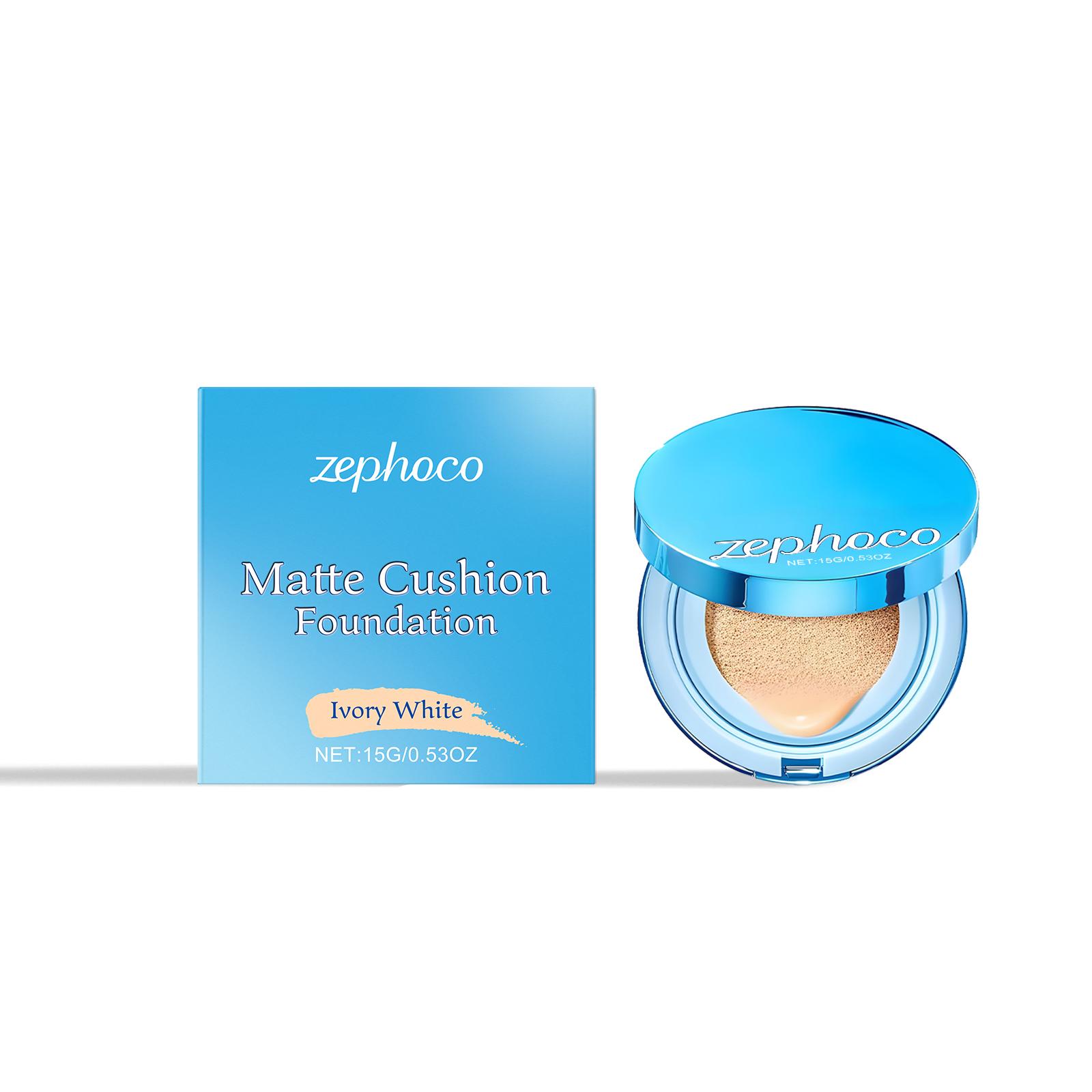 zephoco Ivory White Matte Concealer Cushion: Moisturizing, lightweight, fits naturally, conceals imperfections, brightens and provides long-lasting