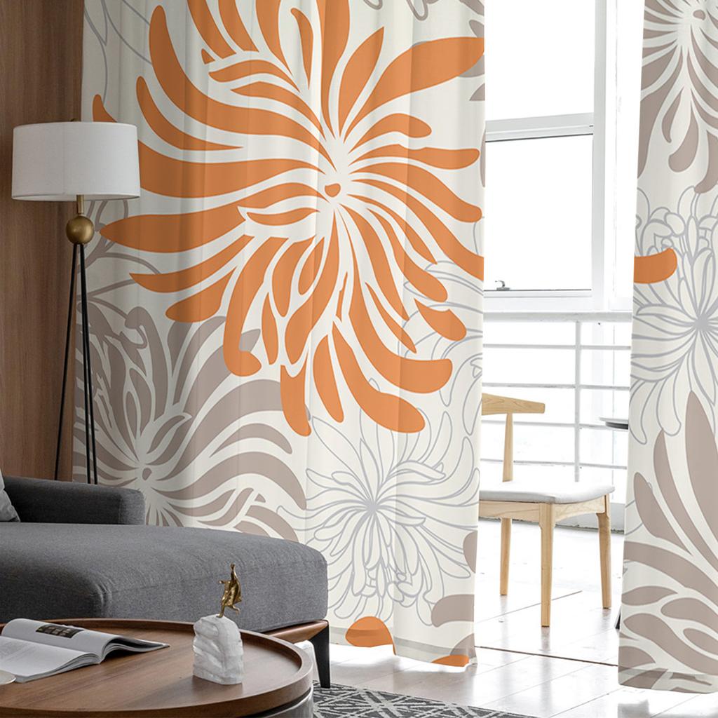 Perdele din tul floral retro cu textura de crizantema gri Perdele pentru usa de bucatarie din sifon perdele din voal transparent pentru sufragerie dormitor