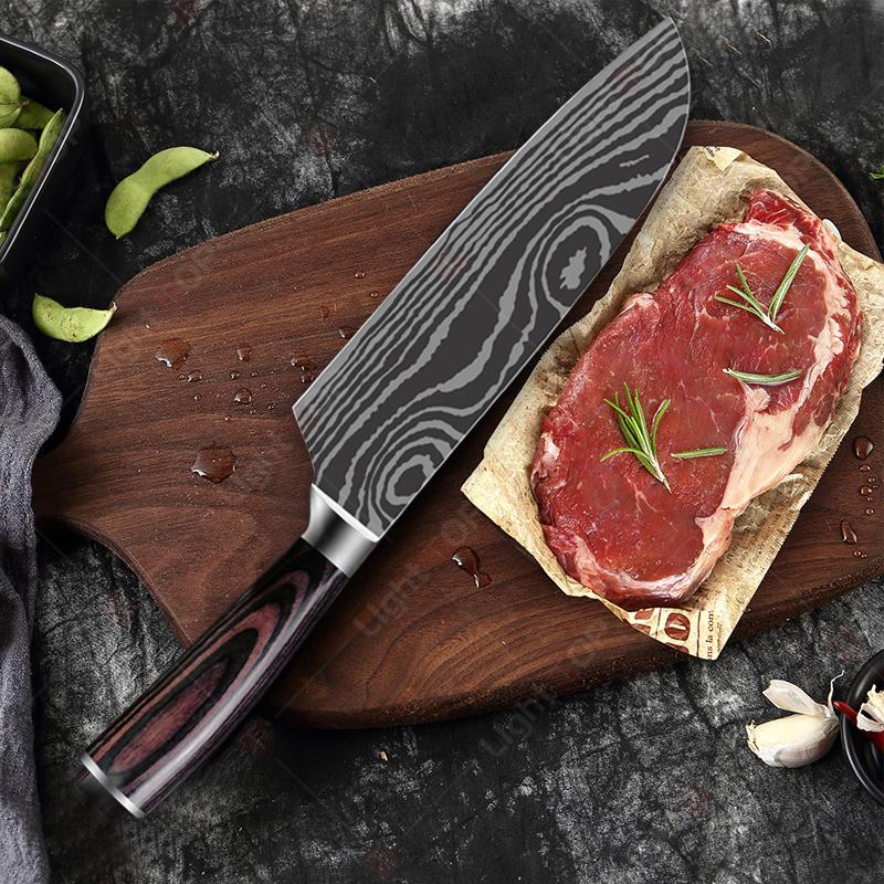 Damascus Kitchen Knives Professional Chef Knife Japanese Santoku Meat Cleaver Slicing Knife Stainless Steel Boning Knife