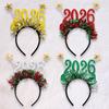 4pcs/set 2026 New Year Headband Glitter Star Headband Plastic Party Decor Christmas NYE Celebration Accessory Photo Props