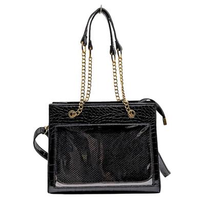 Harugio Ita Shoulder Small Tote Mini Tote Crocodile Print Tote Shoulder Black and White Gothic Landmine Gift Bag, Bag, Bag, Bag, 2-Way Bag, Bag,