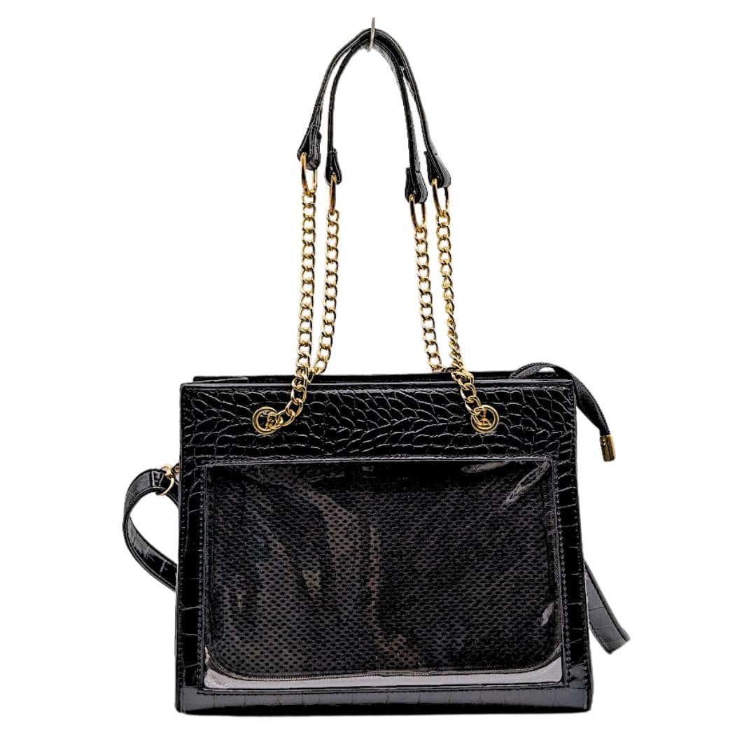 

Harugio Ita Shoulder Small Tote Mini Tote Crocodile Print Tote Shoulder Black and White Gothic Landmine Gift Bag, Bag, Bag, Bag, 2-Way Bag, Bag, чорний