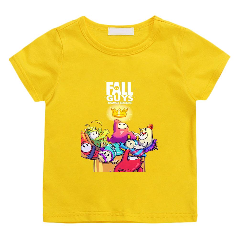 Gioco Fall Guys 2-12 Anni Bambini T-shirt in Puro Cotone Ragazzi Ragazze Stampa Cartone Animato Carina Manica Corta Girocollo Casual Estiva Top per Bambini