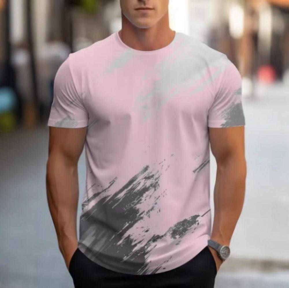 Trendy Abstract Print Polo Shirt, Casual Short Sleeve Top