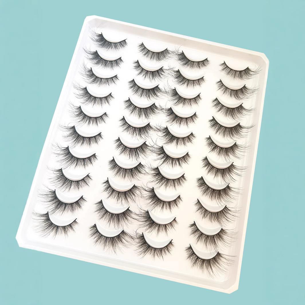 

20 Pairs Of False Eyelashes, Short Front And Long Back, Natural Beauty, Fluffy Black Terrier Fox Cat Eye Eyelashes, Flatness