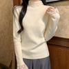 Korean Lace Patchwork High Neck Sweater - Slimming & Flattering Long Sleeve Top for Women