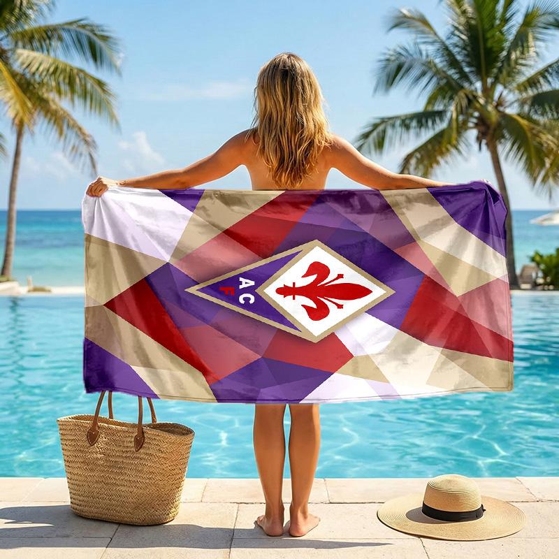 Telo da Spiaggia Asciugatura Rapida Fiorentina FC Stampa Microfibra Assorbente Portatile da Viaggio Asciugamano da Nuoto