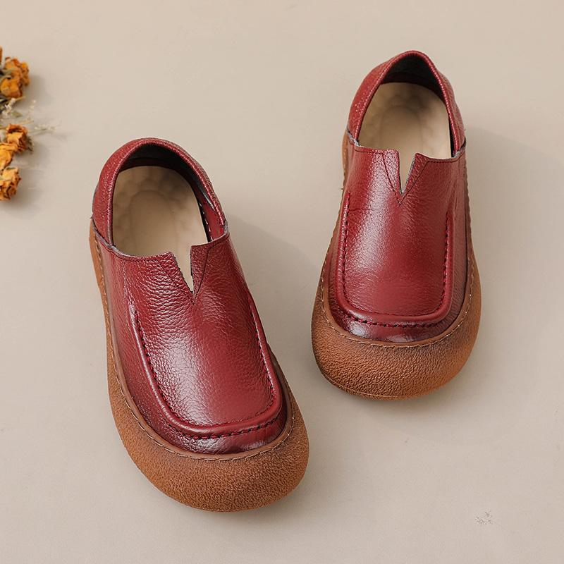 Μόδα Νέα Αυθεντικά Δερμάτινα Φλατ Γυναικεία Παπούτσια Οδήγησης 2025 Άνοιξη Λόφερ Χειροποίητες Ρετρό Μοκασίνες Γυναικεία Άνετα Παπούτσια με Φαρδιά Μύτη