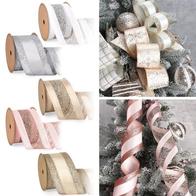 1 Rolle 10 Yards 2,5 Zoll Weihnachtsband, glitzerndes Geschenkverpackungsband, lebendige Farben, Weihnachtsbaumband, DIY-Kunsthandwerk für Heimdekoration