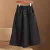 Women's Three-button Casual Fashion Skirt Spring Summer Elastic High-waist Mid-long Skirt