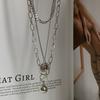 Cold Wind Three Layers Stacked Hip-hop Long Necklace Women's Versatile Coin Pendant Earth Cool Trend Accessories