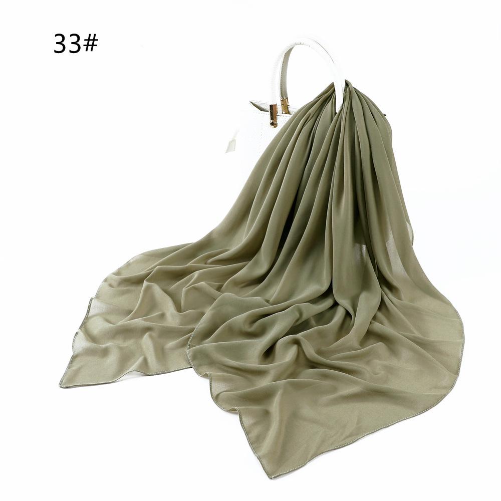 110*110CM Square Pearl Chiffon Hijabs Scarf Plain Solid Color Headwraps Muslim Women's Khimar Headscarf 45 Colors