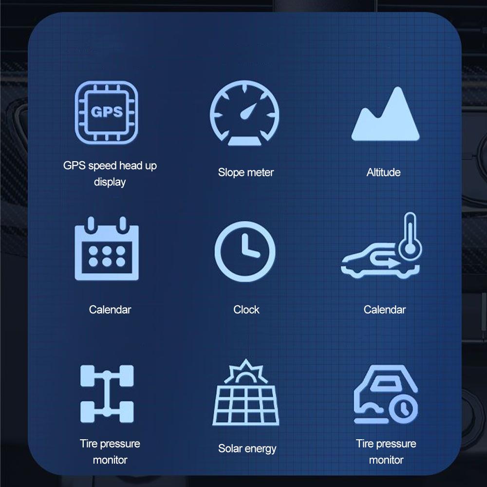 New Solar Car Head Up Display Digital Odometer Security Alarm HUD Intelligent Inclinometer Vehicles Compass Thermometer