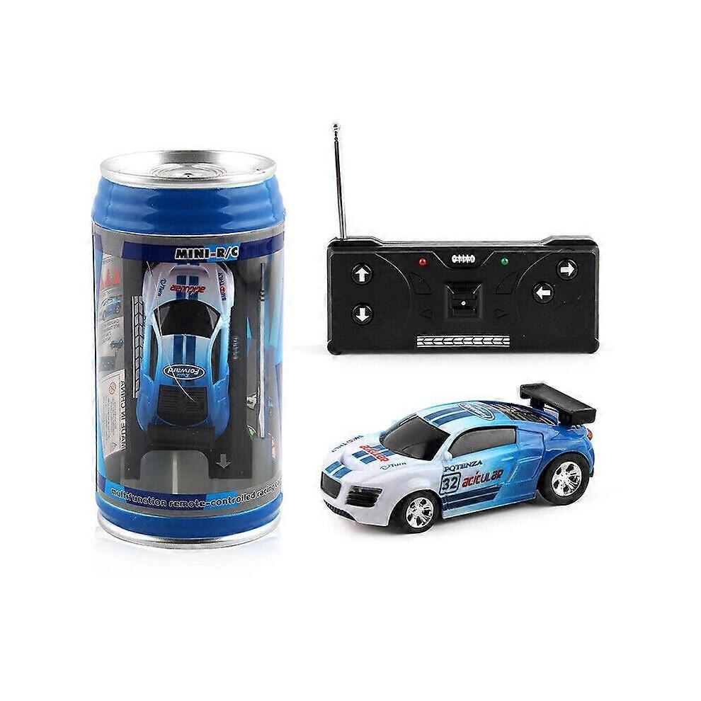 (Blue) Mini Coke Can Car Speed RC Radio Remote Control Micro Racing Car-Kids Toys Gifts