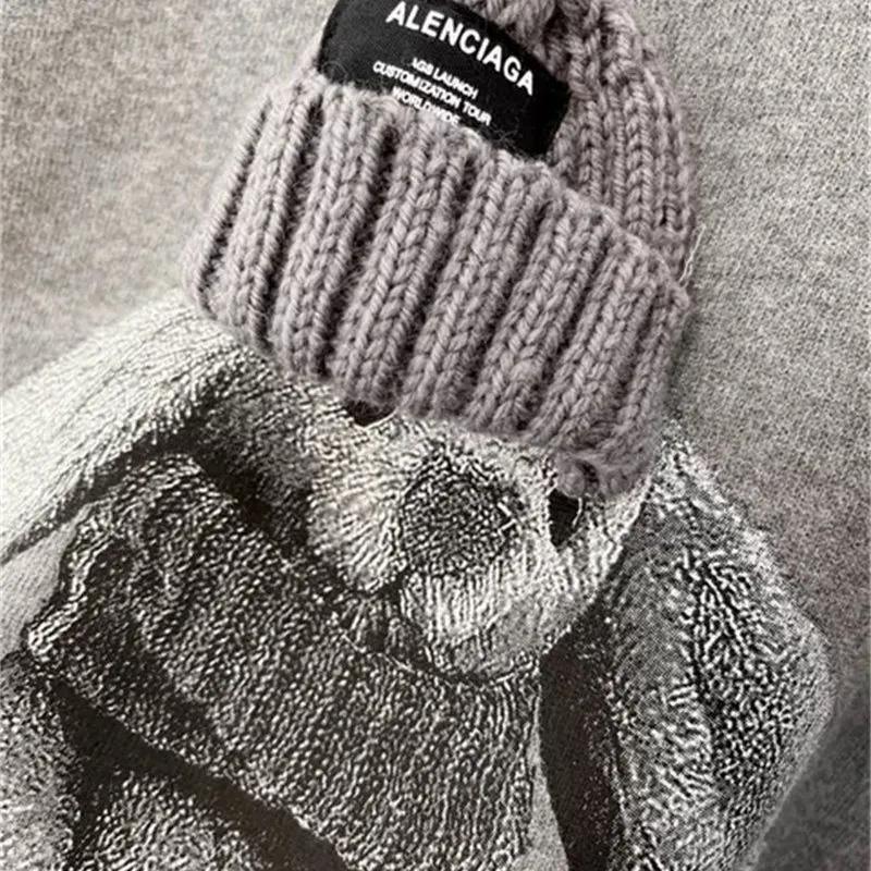 Sweater Women's Plus Velvet Thickened Tide Bear Round Neck Sweater Jacket Head
