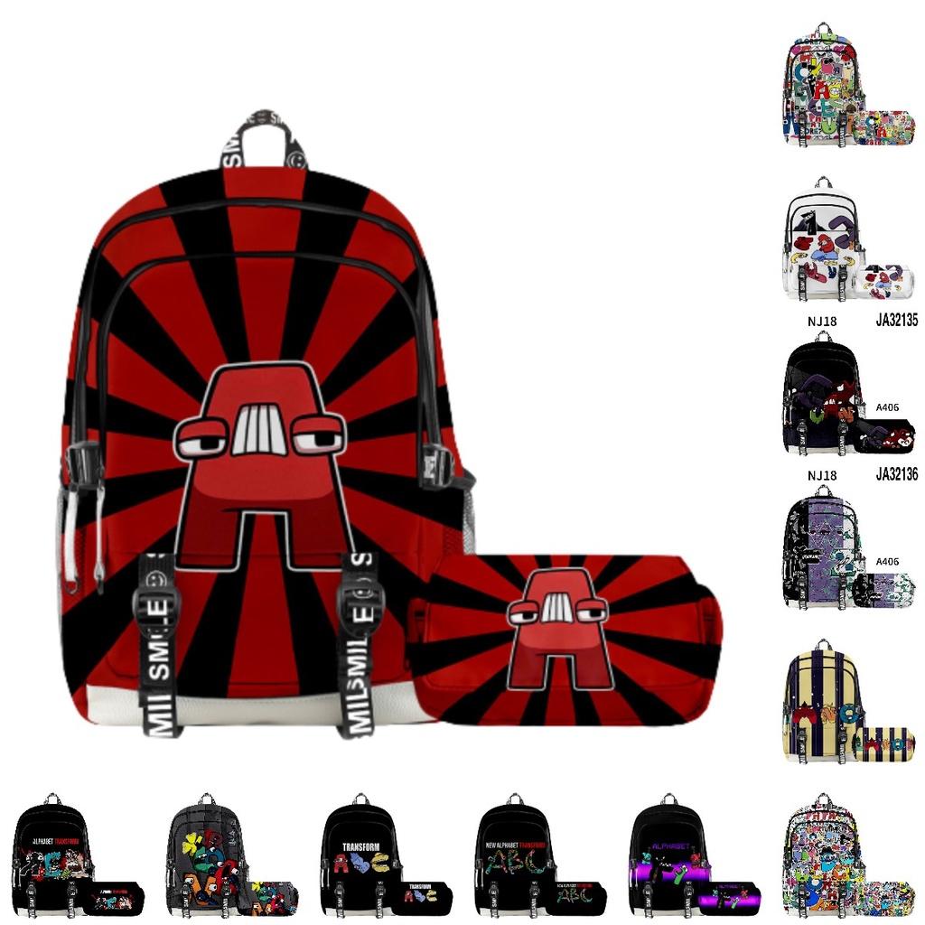 Alphabet Lore Legend Schoolbag Backpack W/ Zipper Double Layer Pen Bag Two-piece