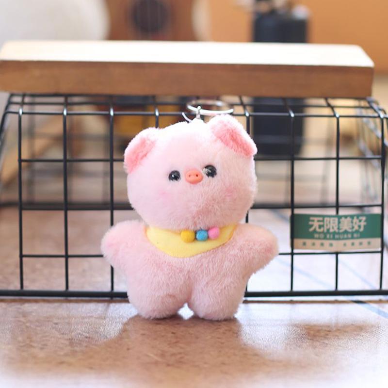 

1 шт. Милая плюшевая кукла-брелок в виде свинки, креативная пушистая мягкая набивная игрушка, подвеска для рюкзака, подарок для детей розовый