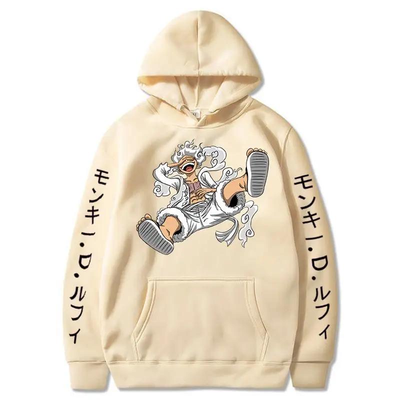 New Anime Printed Hoodies for Men ONE PIECE Gear Fifth Fear Luffy Sun Gold Pullover Hooded Casual Streetwear Unisex Sweatshirts