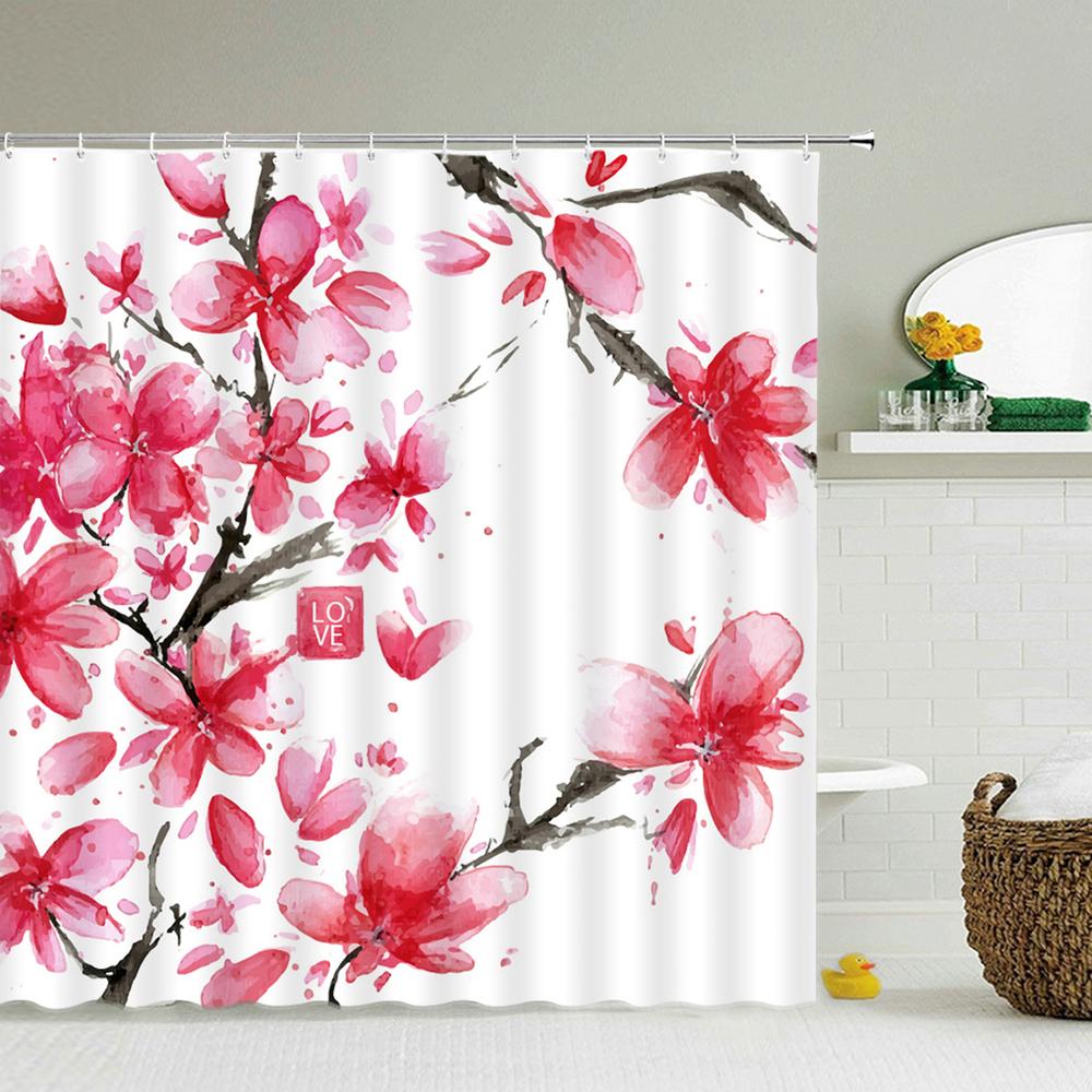 3D Flower Tulip Blossom Cactus Lavender Rose Shower Curtains Bathroom Curtain Frabic Waterproof Polyester Bath Curtain With Hook