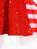 Girls Christmas Costume Striped Sequin Dress Adjustable Straps Skirt Jumpsuit Party Dress Up Outfit
