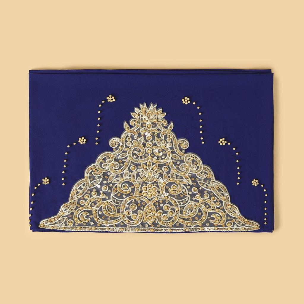 A092 Beaded Chiffon Ethnic Headscarf - Southeast Asia Fashion Scarf