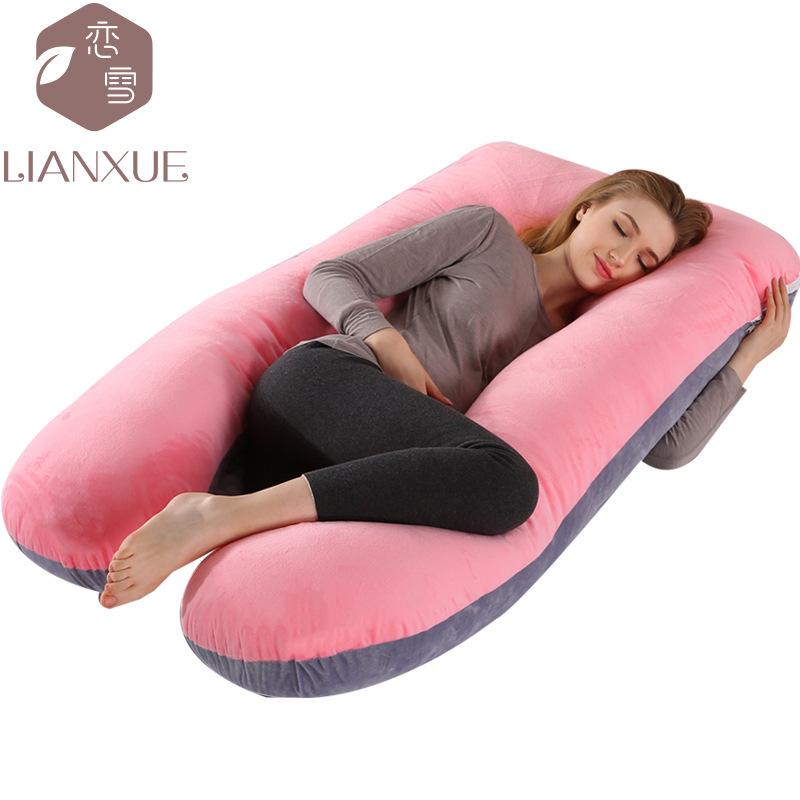 Crystal Velvet U-shaped Pregnancy Pillow Waist Protection Side Sleeping Pillow Breastfeeding Multifunctional Hug Pillow