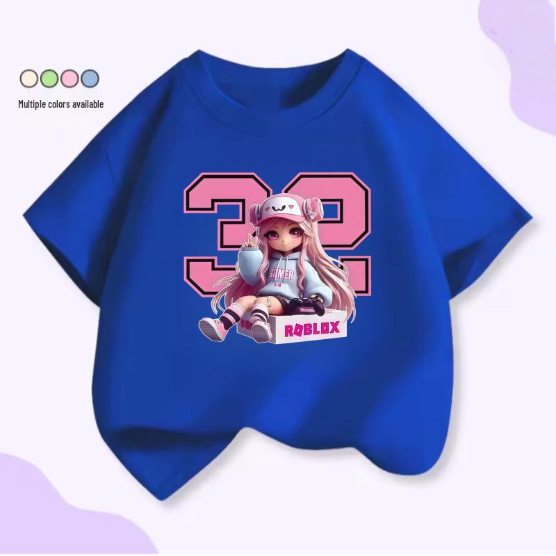 Roblox Co-Branded Trendy Boys Digital Print Short Sleeve Cotton T-Shirt 160 cm