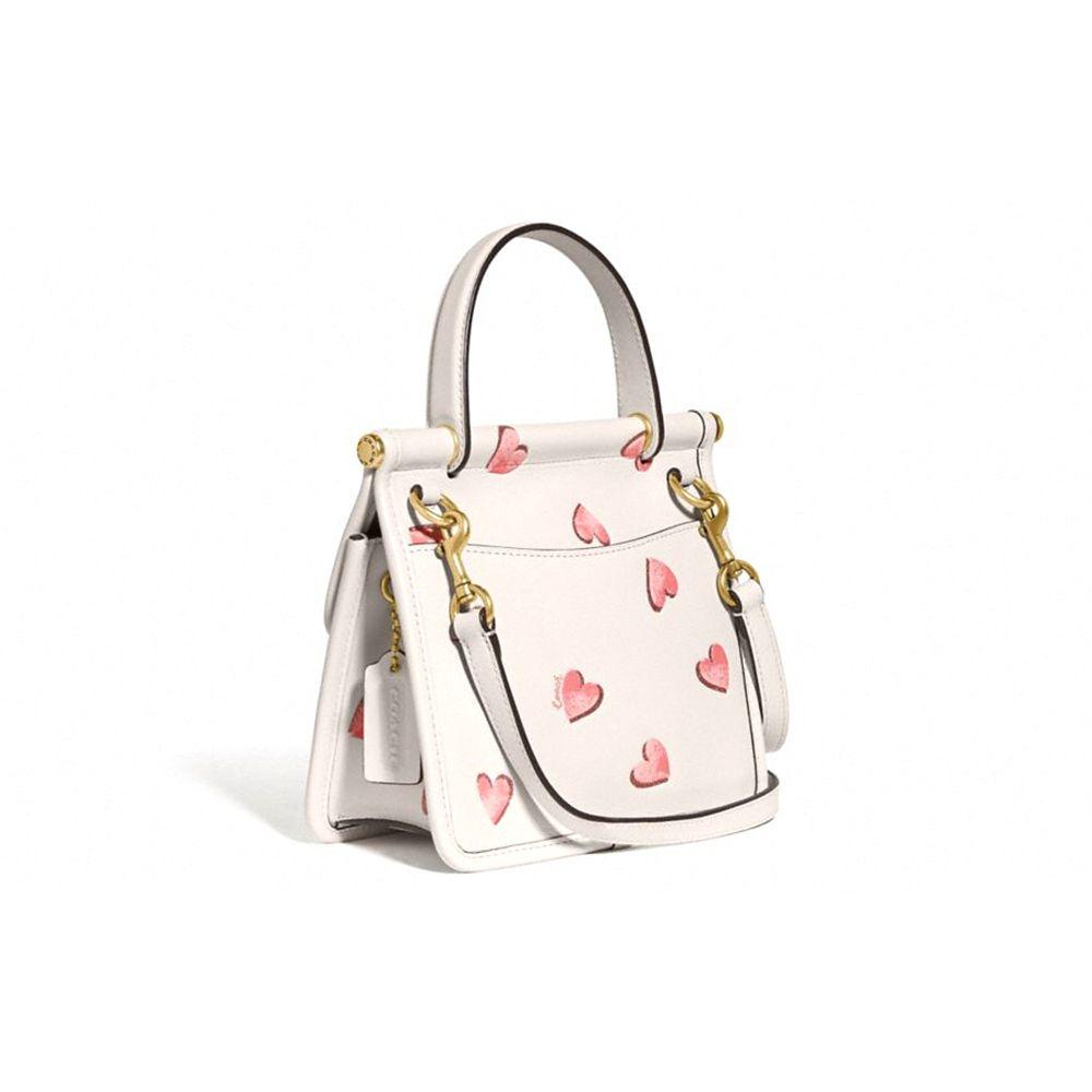 Coach Willis 18 Heart Print Classic Top Handle Bag Women Handbags White C3919-B4HA
