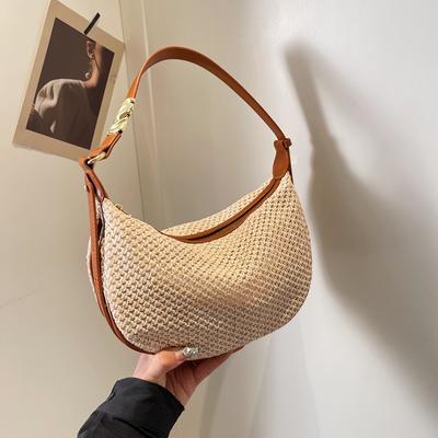 Mode d'été Simplicité Sacs de paille pour femmes Sac à bandoulière de voyage Sacs à main de plage tissés à la main Sacs fourre-tout pour femmes de grande capacité