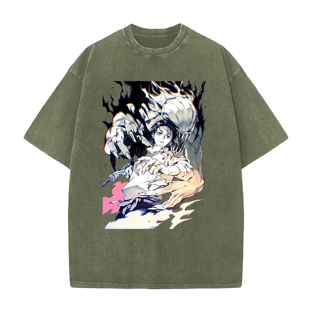 Okkotsu Yuta Orimoto Rika Printed Tee Anime Jujutsu Kaisen Tshirt Men Women Retro Washed T-shirts Harajuku Casual Cotton T Shirt