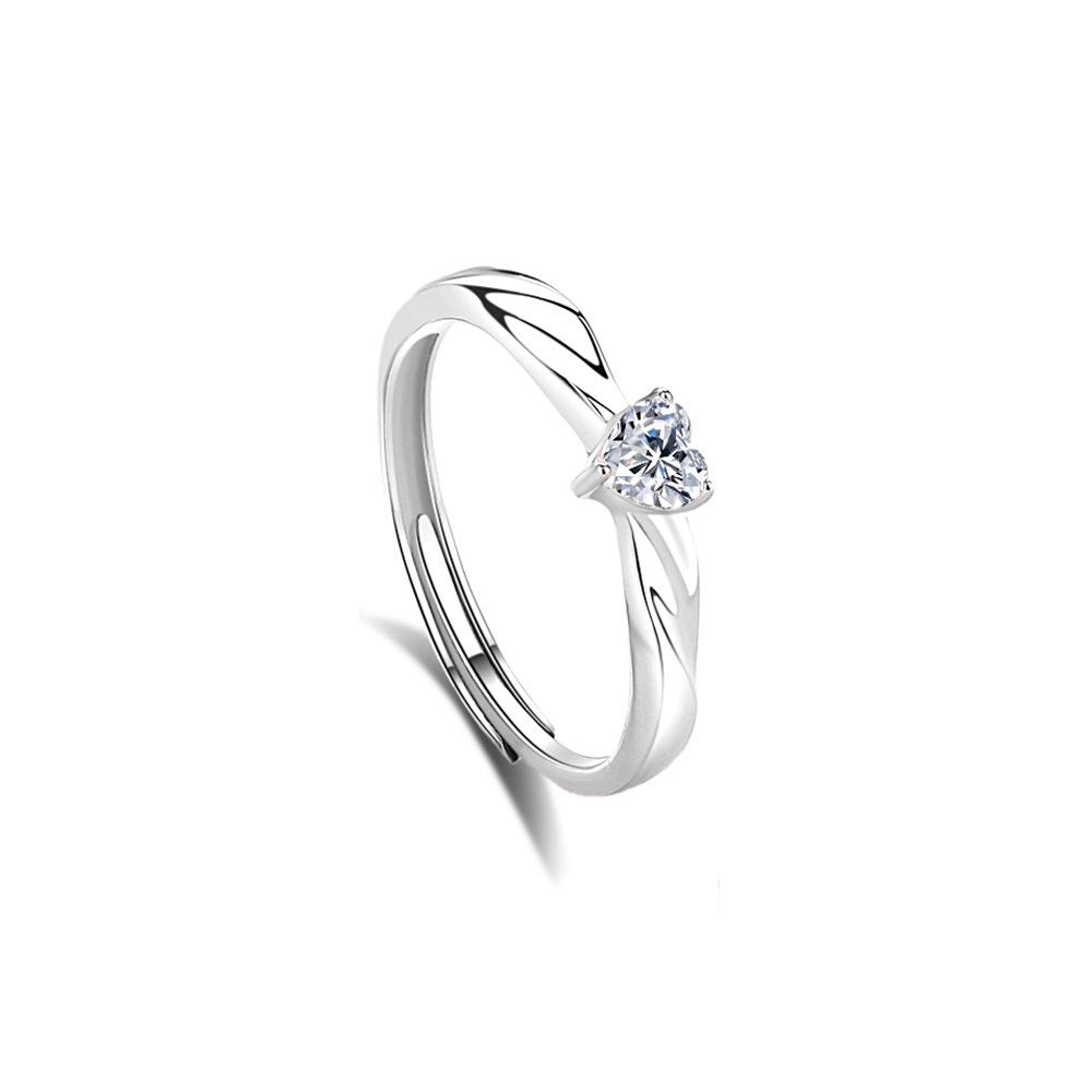 

Heartbeat Signal Couple s Ring Set S925 Pure Silver Ring - Men s and Women s High-End Luxury Plain Ring Open Style Finger Ring Adjustable opening