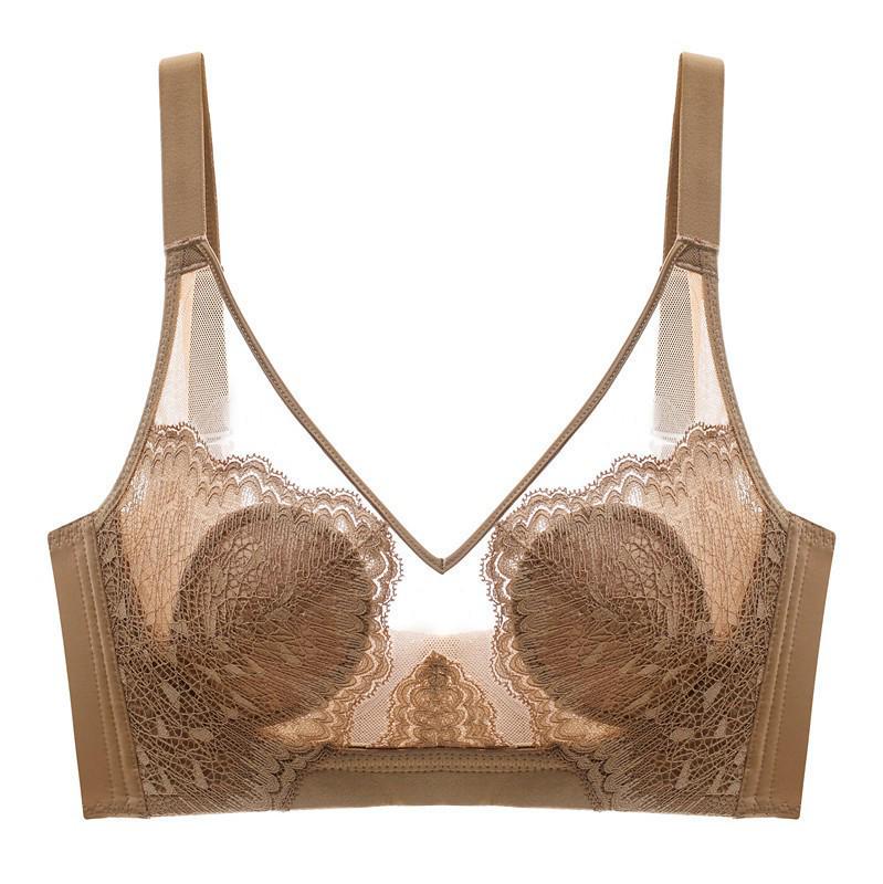 Crystal Cup Lace Wireless Bra - Anti-Pimple, Ultra-Thin, Sexy Bunny Ear Design for Larger Bust 34/75BC (Thin 0.2cm)