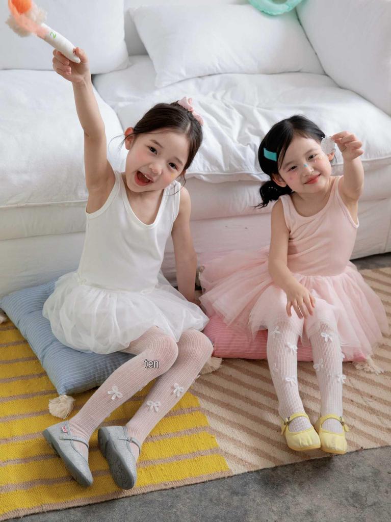 Koreanischer Stil Schleifenfuß Strumpfhose - Sommerstrümpfe aus gekämmter Baumwolle für Mädchen