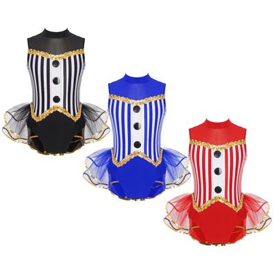 Kids Girls Sleeveless Sparkly Dance Leotard Halloween Ballet Gymnastics Leotard with Tutu Skirt Fancy Dance Costume