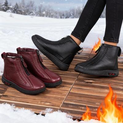 Scarpe invernali da donna impermeabili, foderate in pile, slip-on, suola morbida, antiscivolo, calde