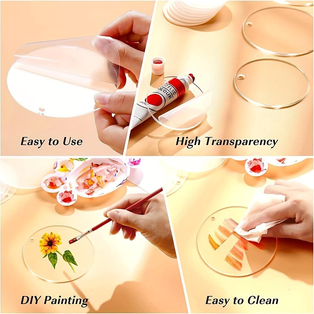 6/20Pcs/Lot Acrylic Clear Circle Discs Keychain Set with Leather Tassel Pendant Jump Rings for Vinyl Kit DIY Keychain Vinyl Crafting
