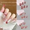 Festive Snowflake Snowman Cat Eye Nail Art Stickers - Medium-Long Red, 30 Pieces for New Year Celebrations.