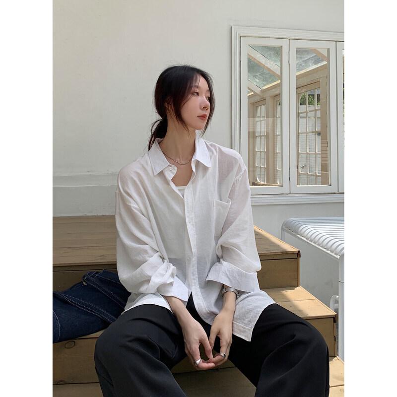 ICH MODE Women's Linen Blend Sun Protection Long-Sleeve Shirt