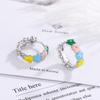 Sweet Plum Blossom Glue 925 Sterling Silver Women's Hoop Earrings Jewelry for Party Birthday Gift