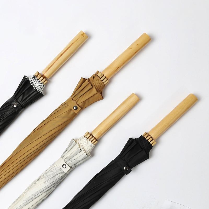New Simple and Fashionable Small and Fresh 16-bone Straight Rod Umbrella Handle Long Handle Umbrella with Printed Umbrella